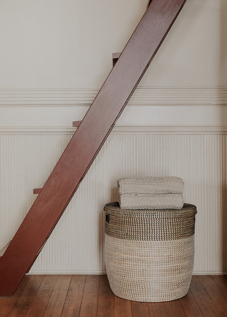 Large Black Medina Flat Lid Seagrass Basket - featured