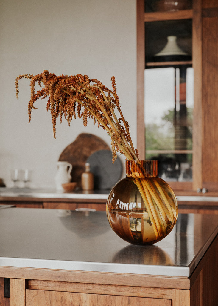Ball Glass Vase - dark amber