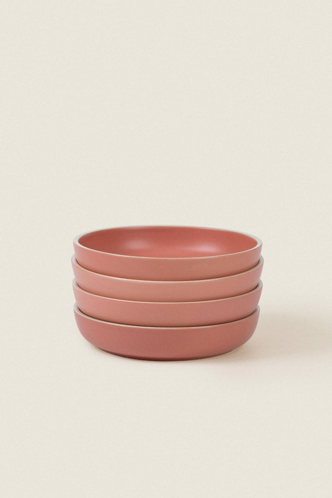 Matte Ceramic Deep Plates (Set of 4) - dusty pink