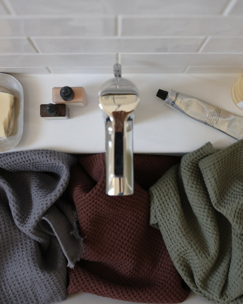 Olive Green Everyday Waffle Towels Set - Olive Green Everyday Waffle Towels Set