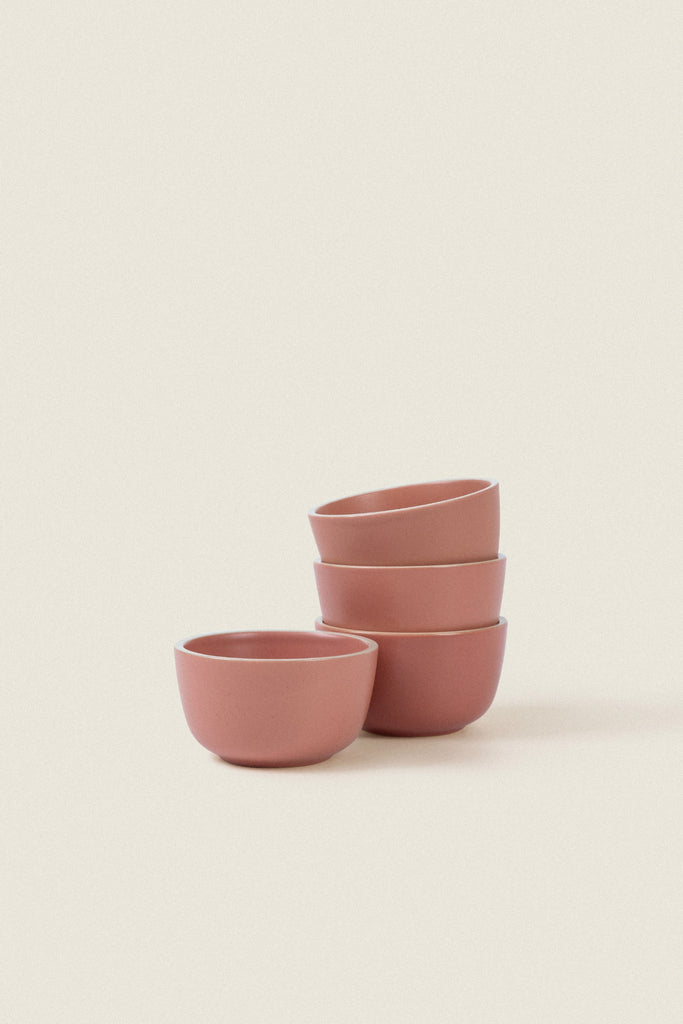 Matte Ceramic Small Bowls (Set of 4) - dusty pink