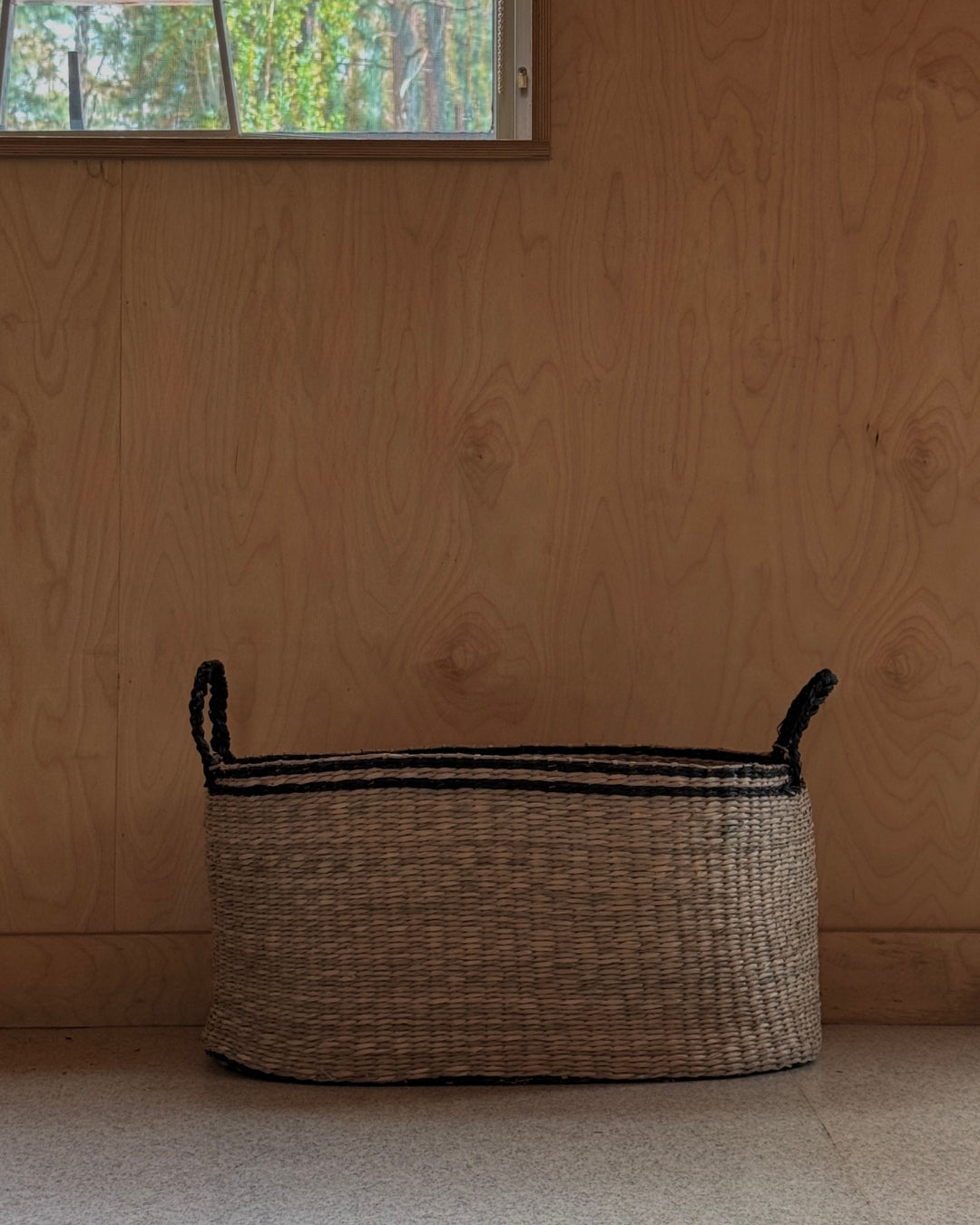 Large Black Kori Oval Seagrass Basket - Large Black Kori Oval Seagrass Basket