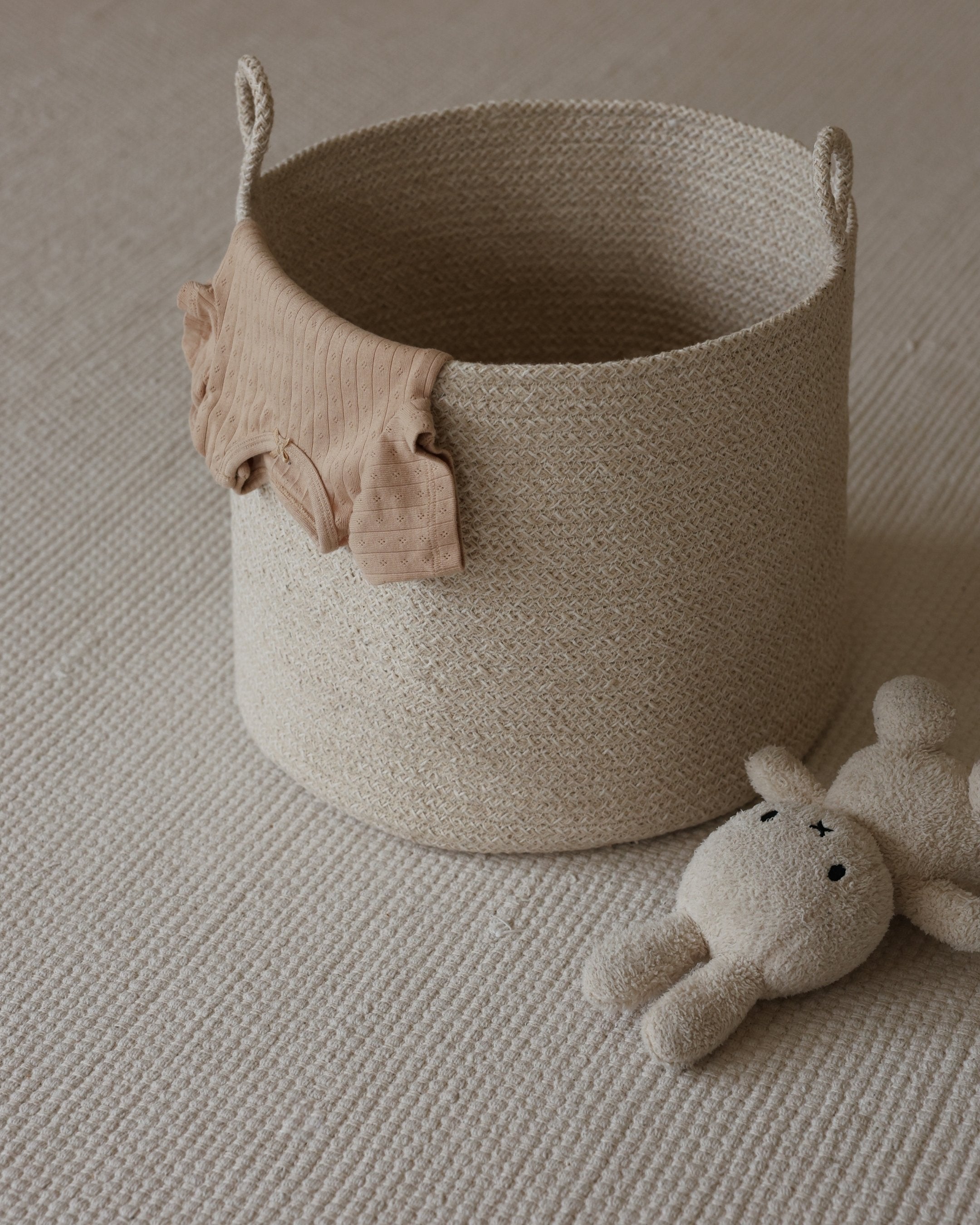 Beige Melange Loops Cotton Rope Baskets - Beige Melange Loops Cotton Rope Baskets