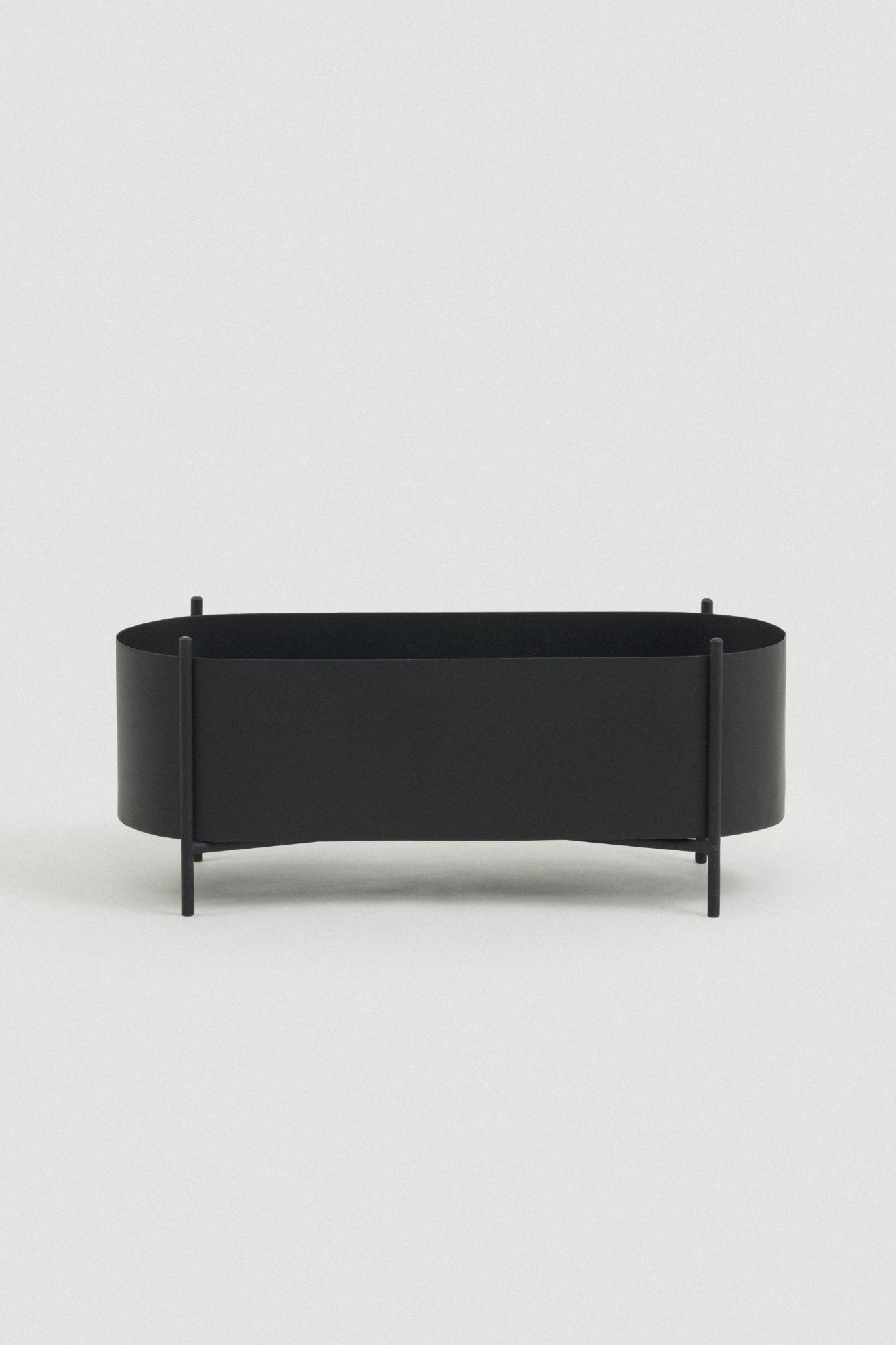 black oval plant pot Black Oval Botanic Plant Pot with Stand | Modern Fall Planter