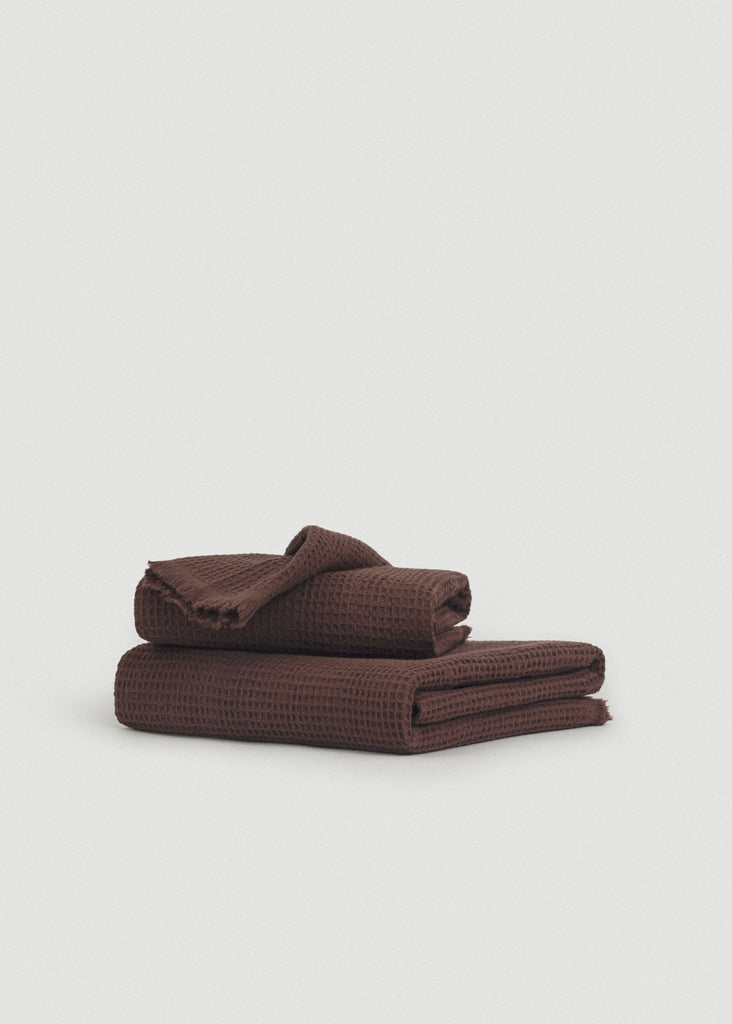 Umber Brown Everyday Waffle Towels Set - Umber Brown Everyday Waffle Towels Set