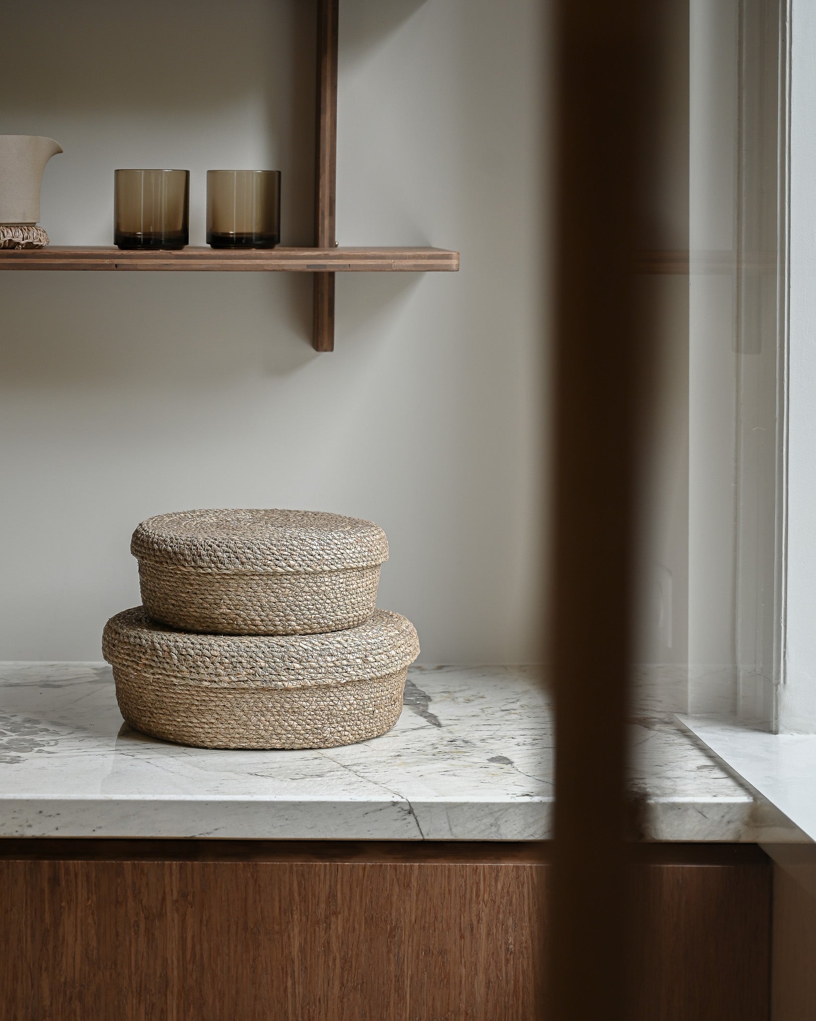 Small Souk Round Seagrass Basket with Lid - Small Souk Round Seagrass Basket with Lid