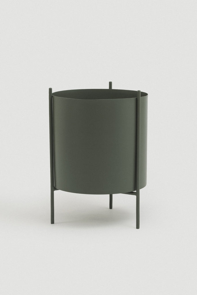 large metallic plant pots Large Green Botanic Plant Pot with Stand | Fall Planter