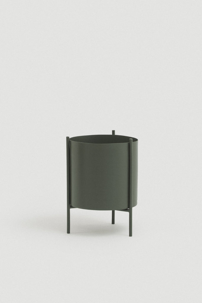 small metal plant pots Small Green Botanic Plant Pot with Stand | Autumn Accent