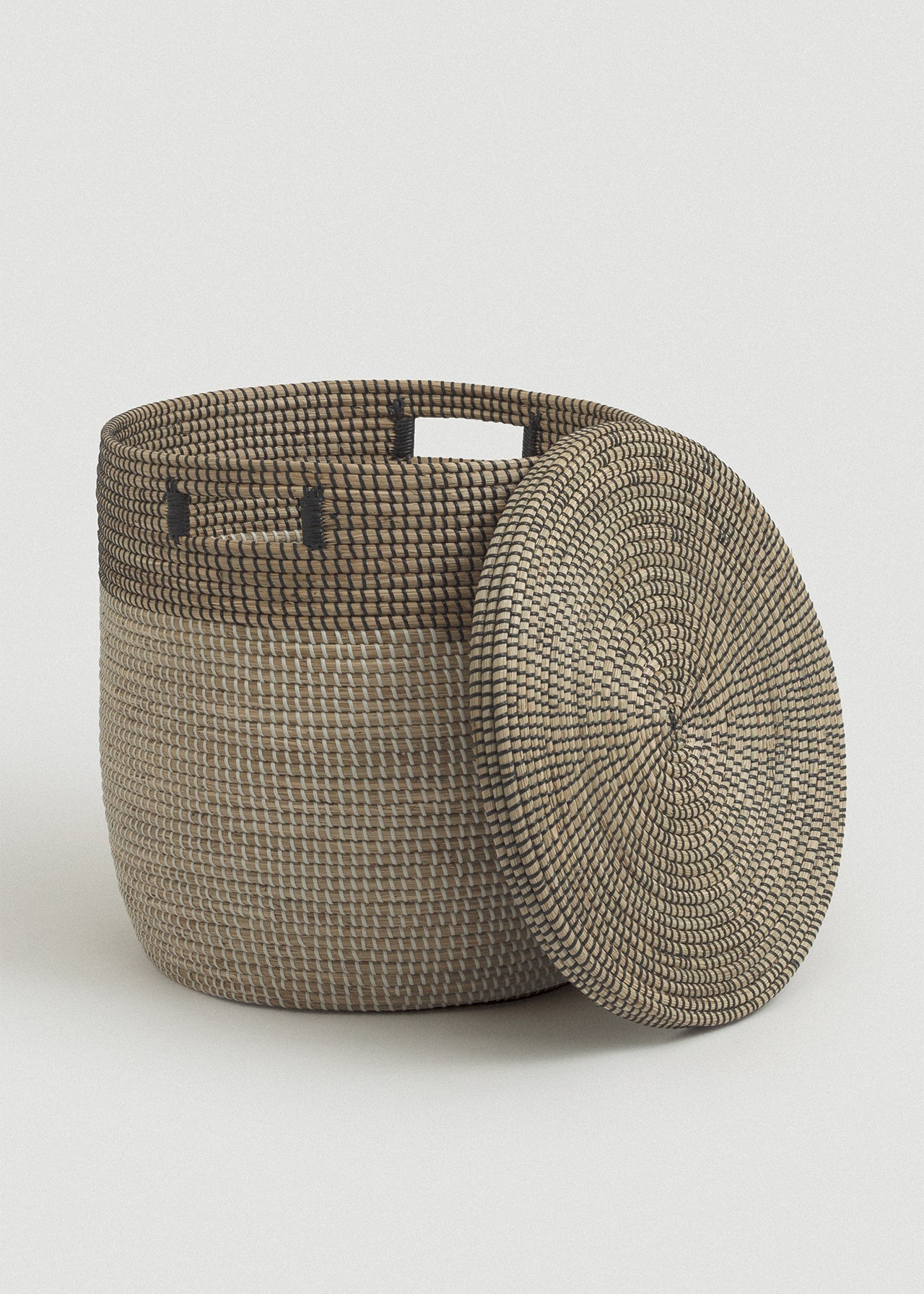 Black Medina Flat Lid Seagrass Baskets Set - Black Medina Flat Lid Seagrass Baskets Set
