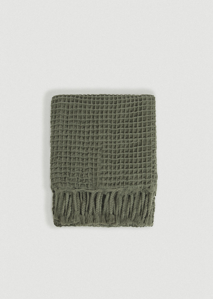 Forest Green Waffle Weave Throw Blanket - Forest Green Waffle Weave Throw Blanket