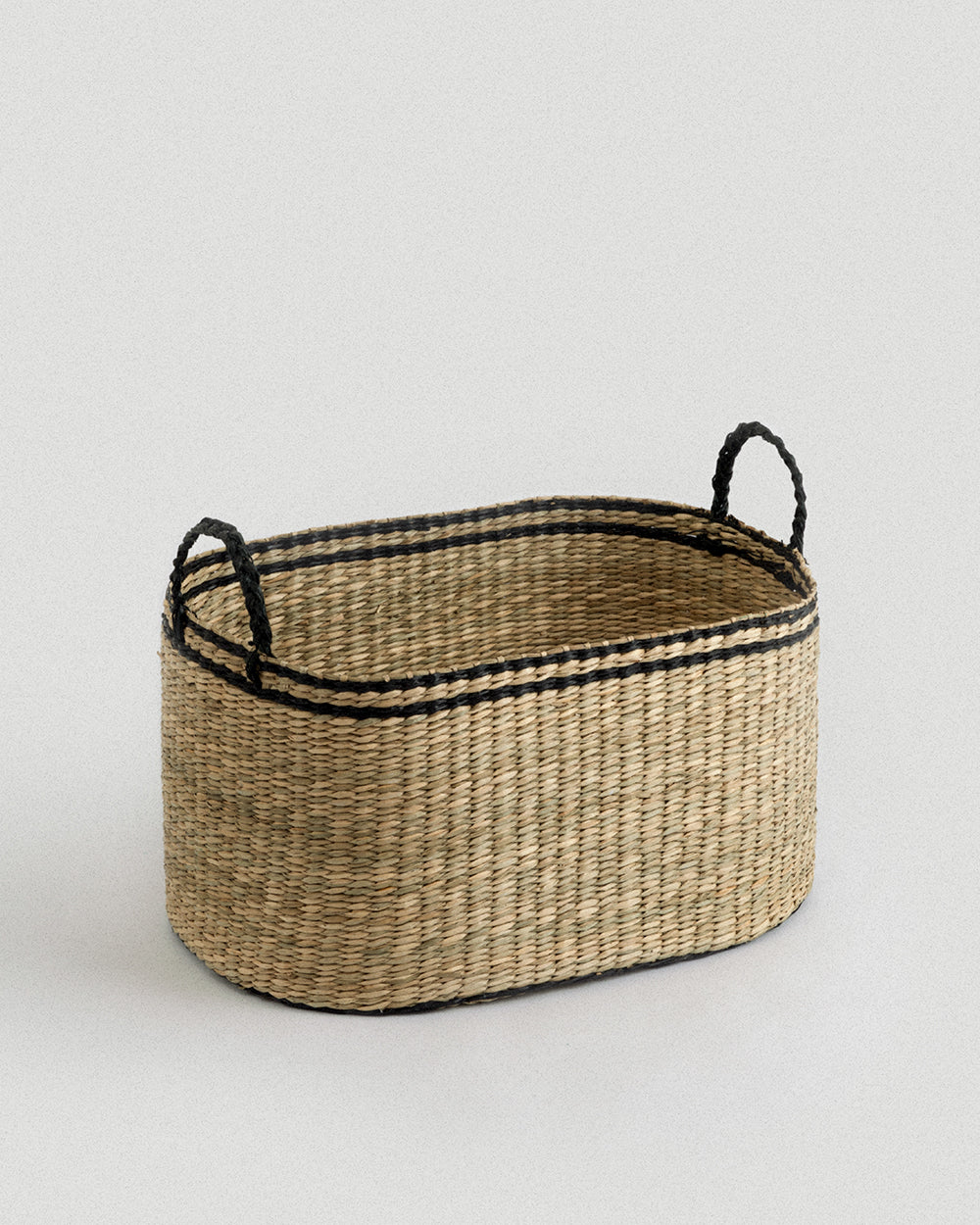 Large Black Kori Oval Seagrass Basket - Large Black Kori Oval Seagrass Basket