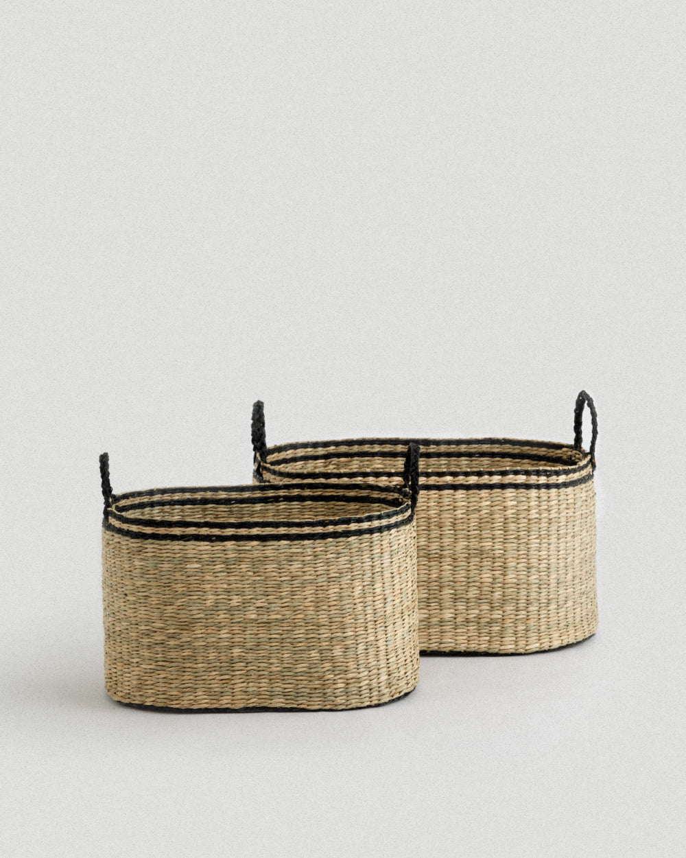 Large Black Kori Oval Seagrass Basket - Large Black Kori Oval Seagrass Basket