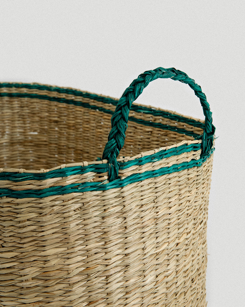 Small Green Kori Oval Seagrass Basket - Small Green Kori Oval Seagrass Basket