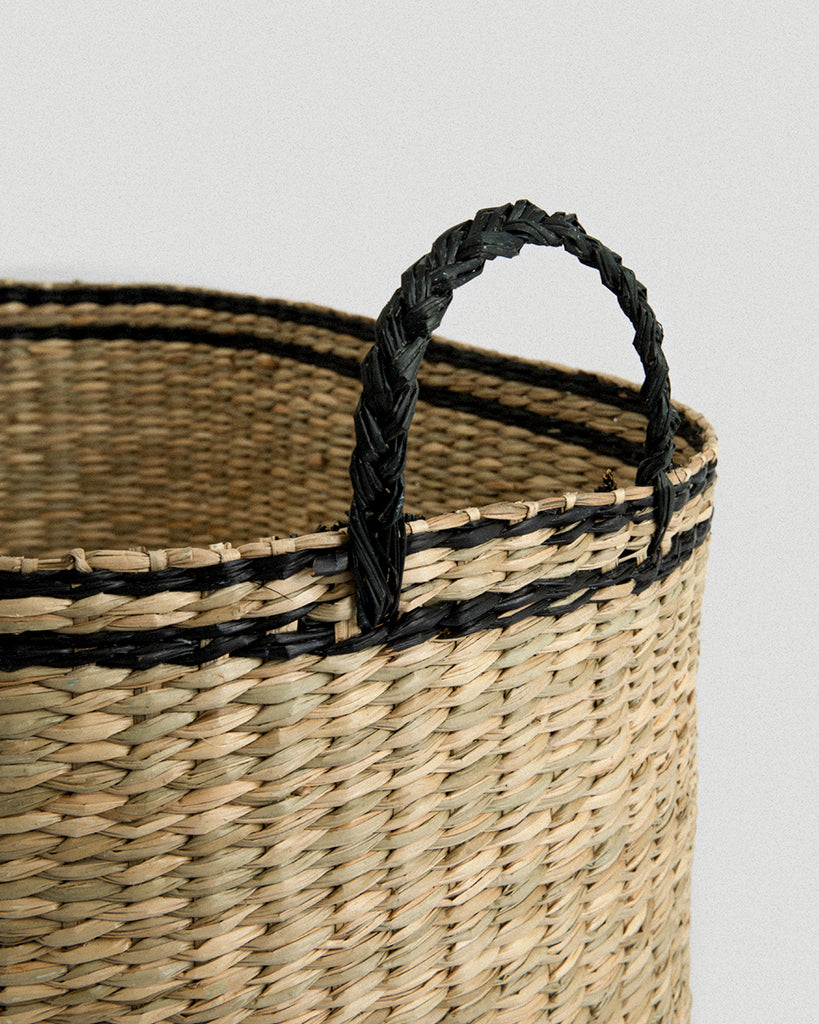 Small Black Kori Oval Seagrass Basket - Small Black Kori Oval Seagrass Basket