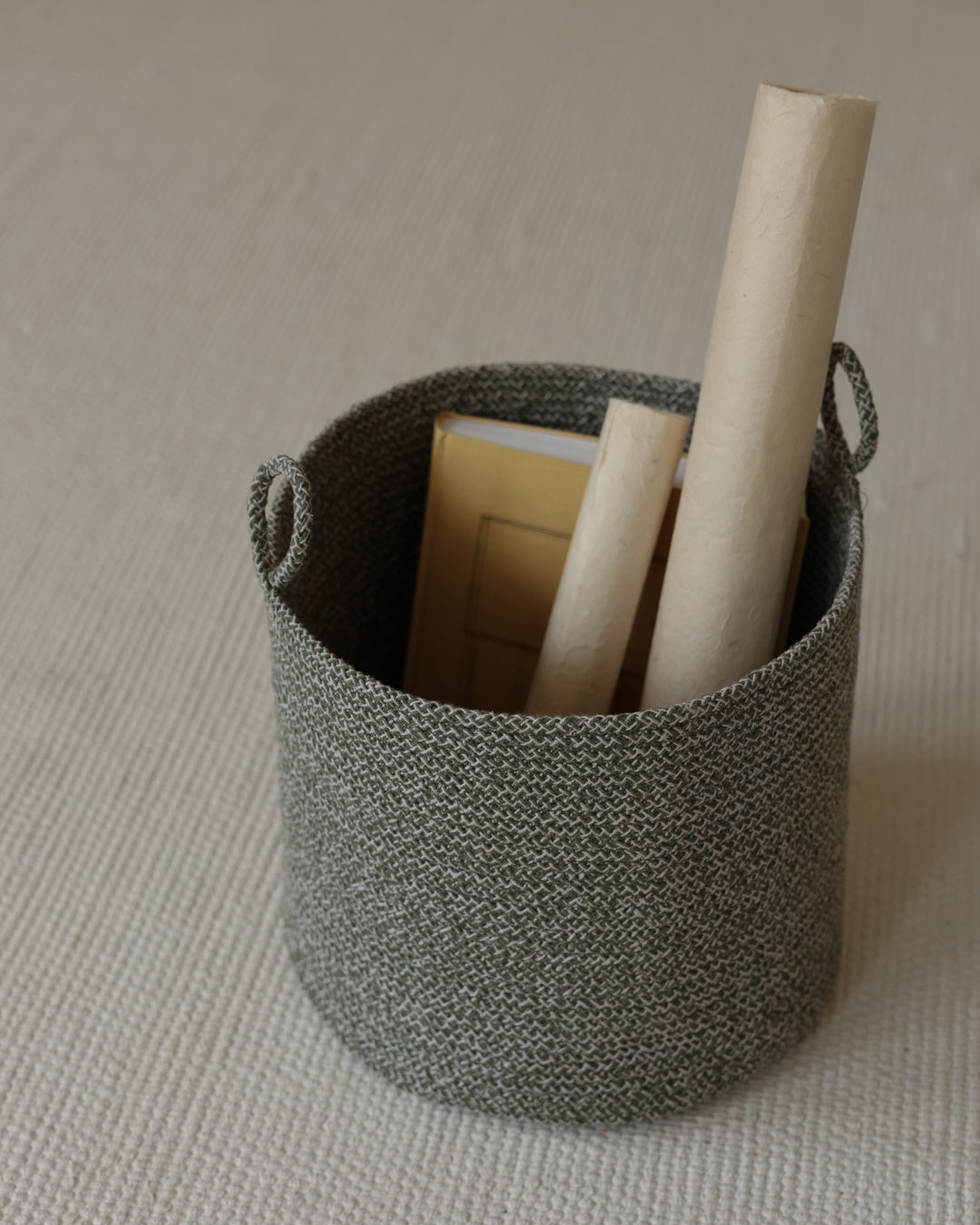 Green Melange Loops Cotton Rope Baskets - Green Melange Loops Cotton Rope Baskets
