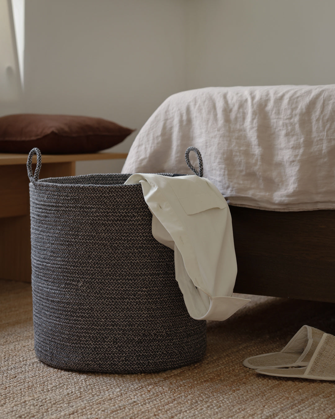 Gray Melange Loops Cotton Rope Baskets - Gray Melange Loops Cotton Rope Baskets