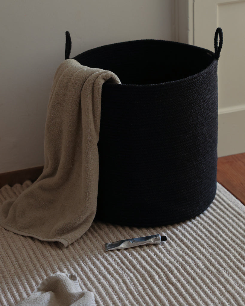 Black Loops Cotton Rope Baskets - Black Loops Cotton Rope Baskets