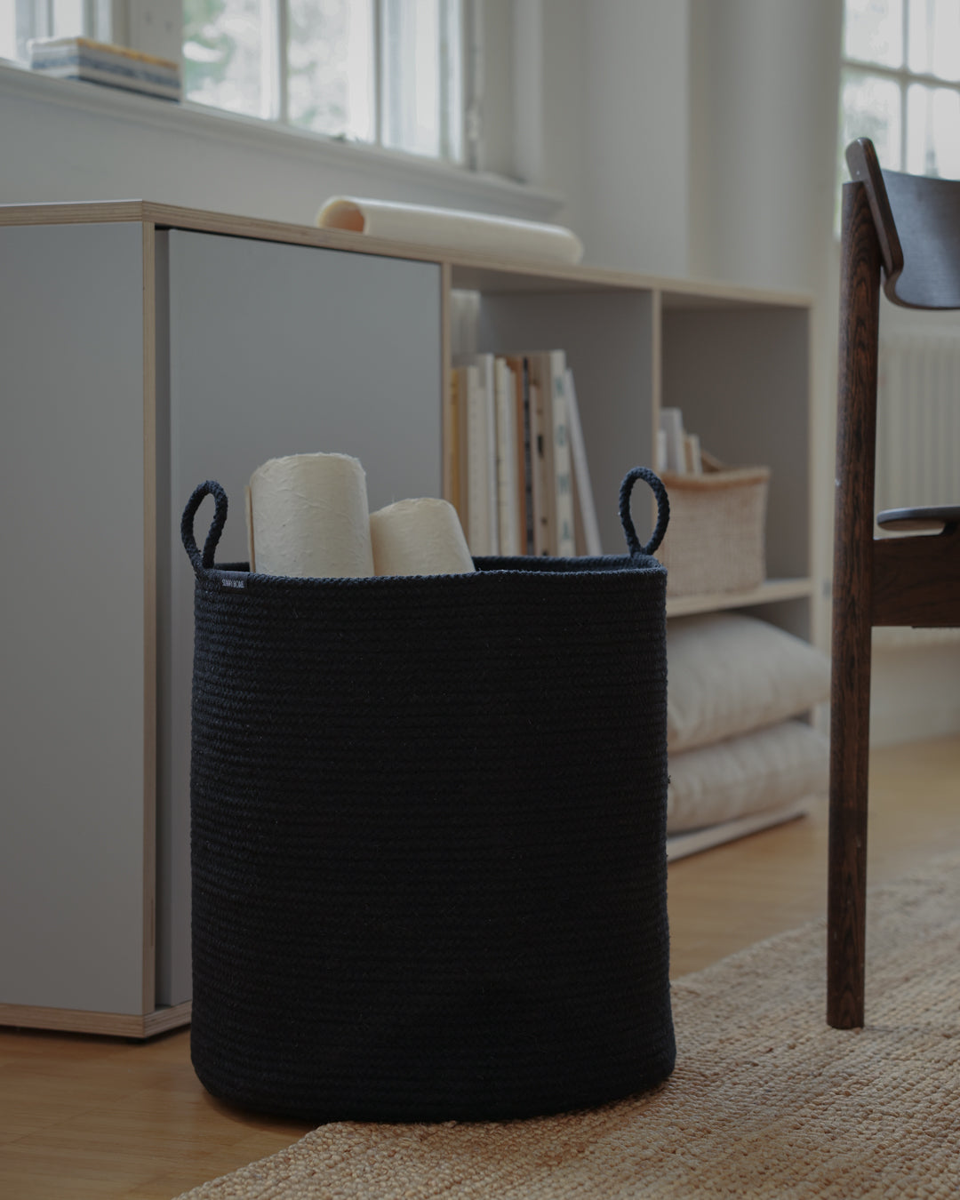 Black Loops Cotton Rope Baskets - Black Loops Cotton Rope Baskets