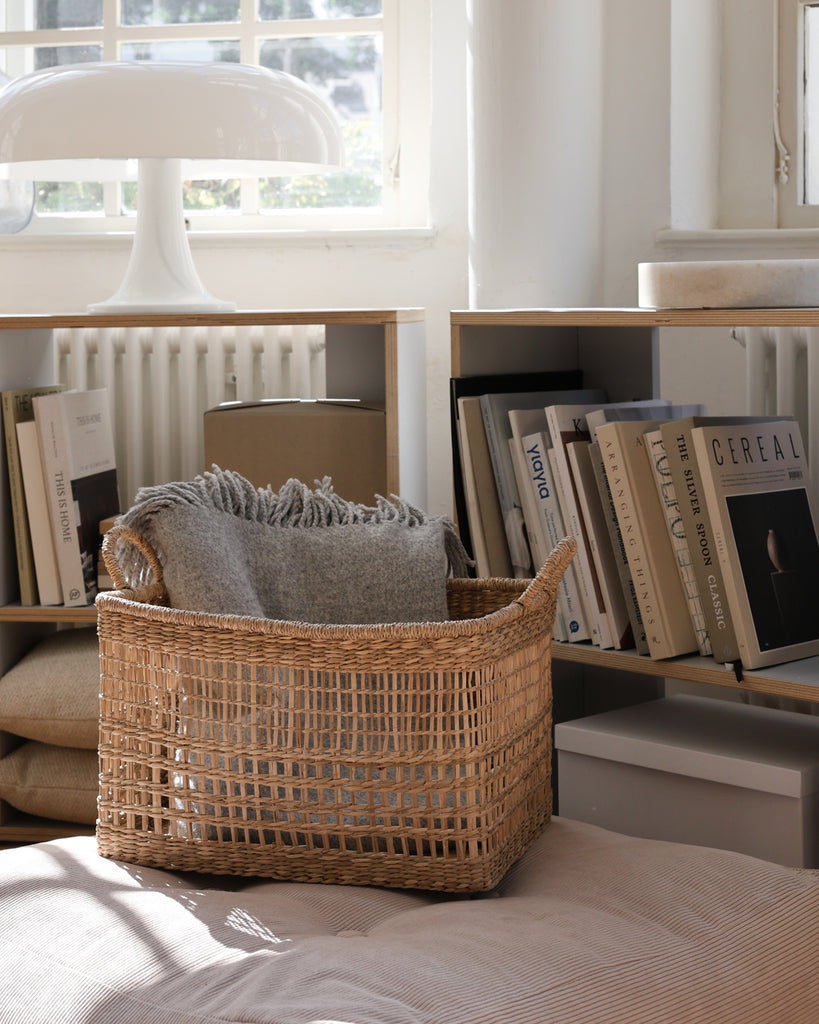 Medium Salema Rectangular Seagrass Basket with Handles - Medium Salema Rectangular Seagrass Basket with Handles