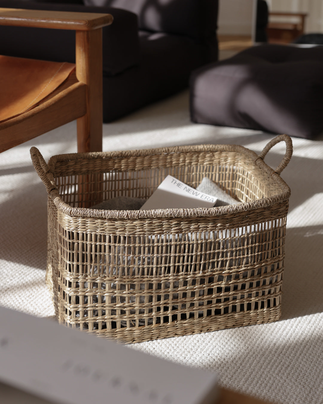 Salema Rectangular Seagrass Basket with Handles - Salema Rectangular Seagrass Basket with Handles