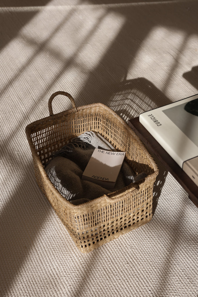 Medium Salema Rectangular Seagrass Basket with Handles - Medium Salema Rectangular Seagrass Basket with Handles
