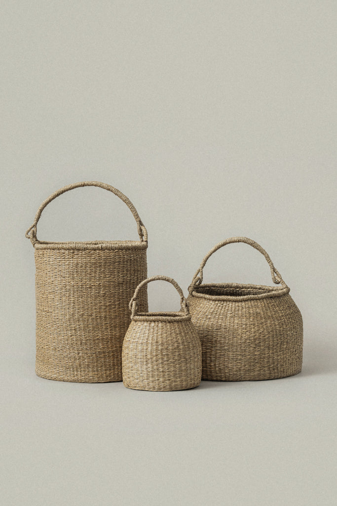 Satna Tall Seagrass Bucket Basket - Satna Tall Seagrass Bucket Basket