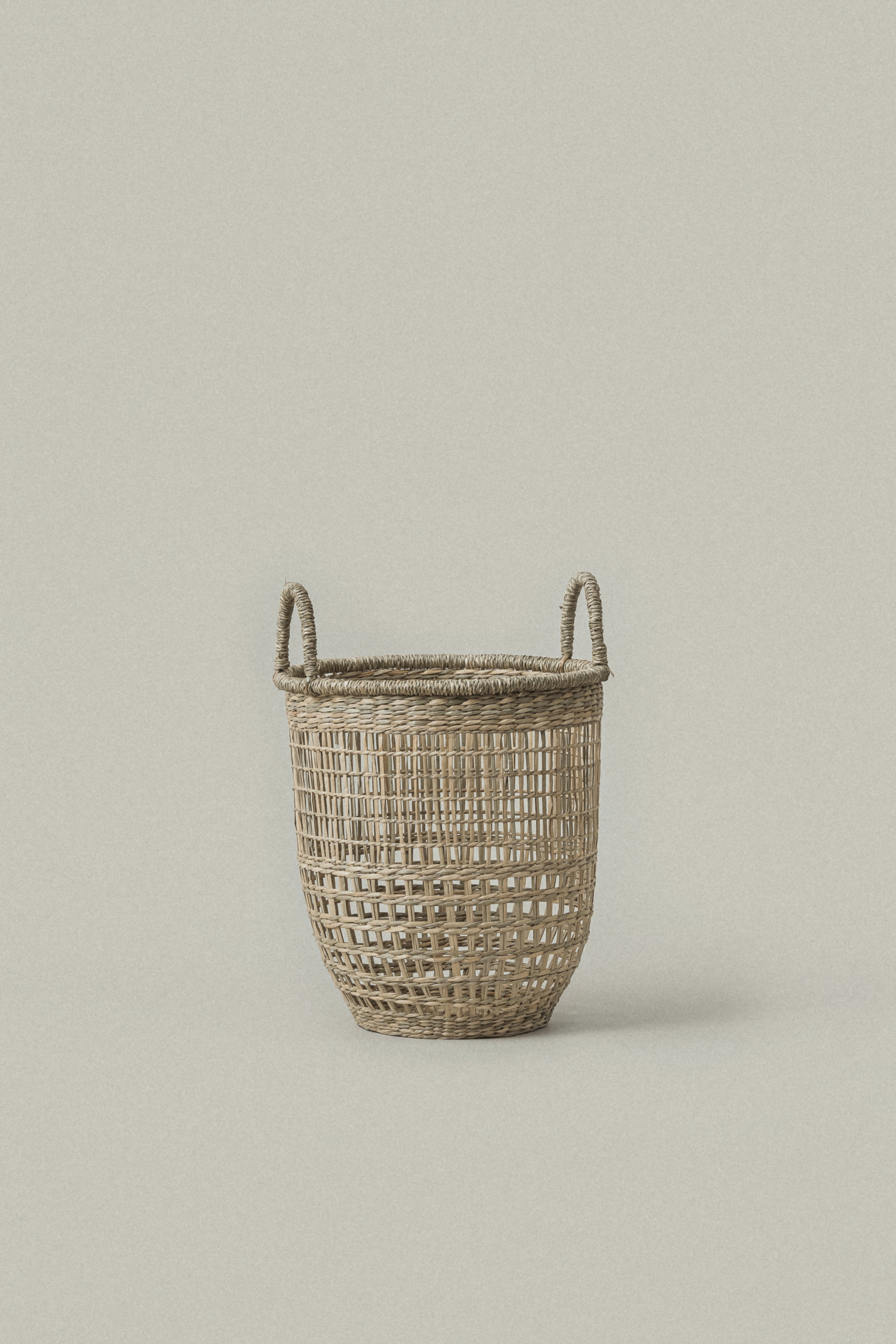 Small Salema Round Seagrass Basket with Handles - Small Salema Round Seagrass Basket with Handles