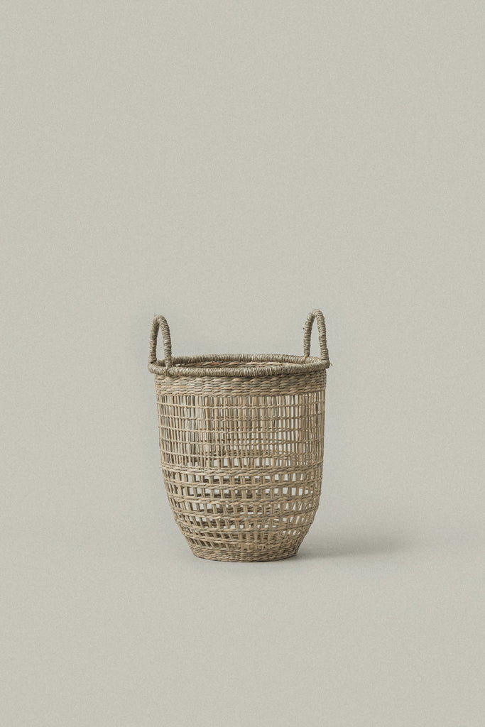 Small Salema Round Seagrass Basket with Handles - Small Salema Round Seagrass Basket with Handles