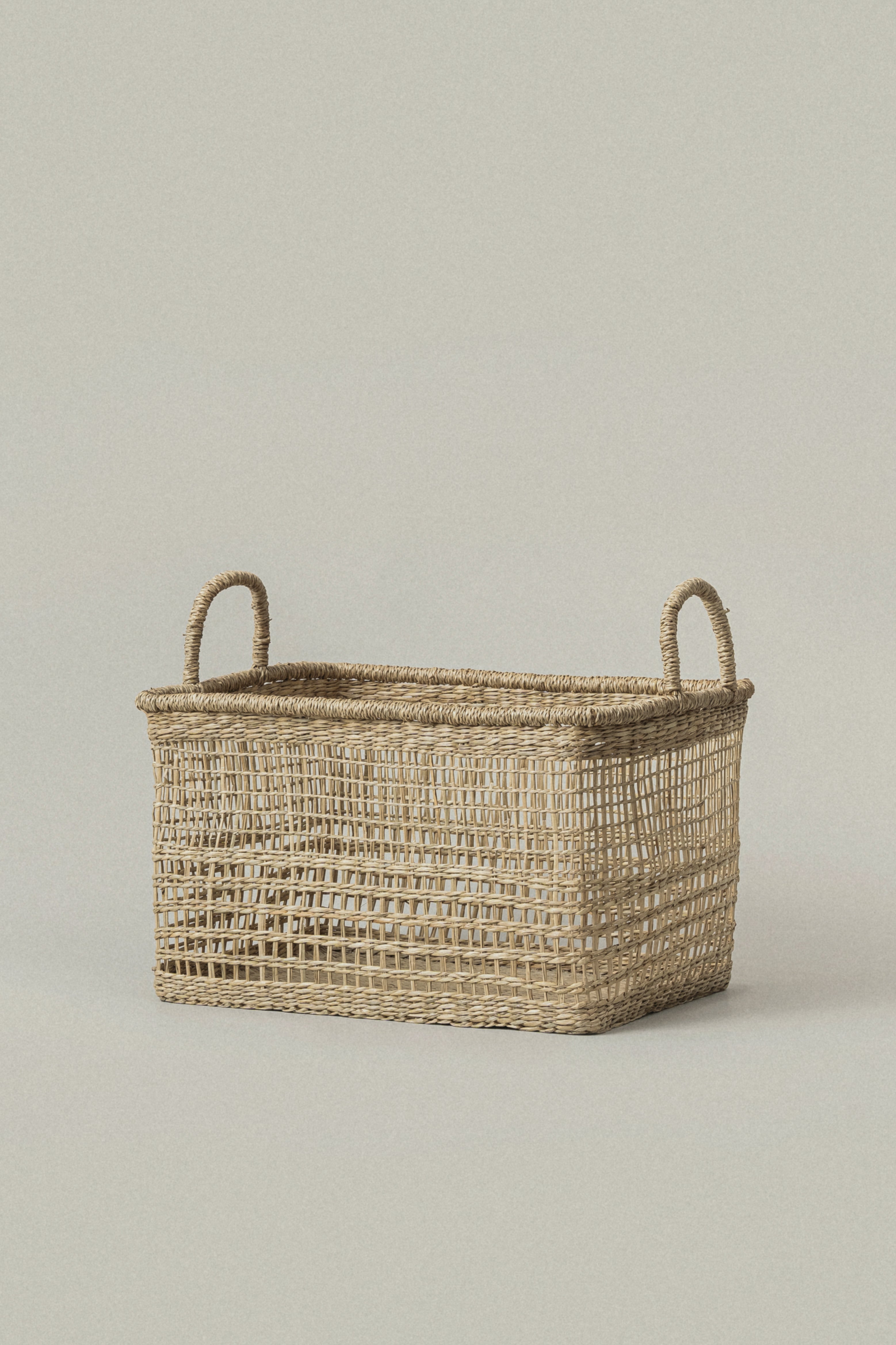 Large Salema Rectangular Seagrass Basket with Handles - Large Salema Rectangular Seagrass Basket with Handles