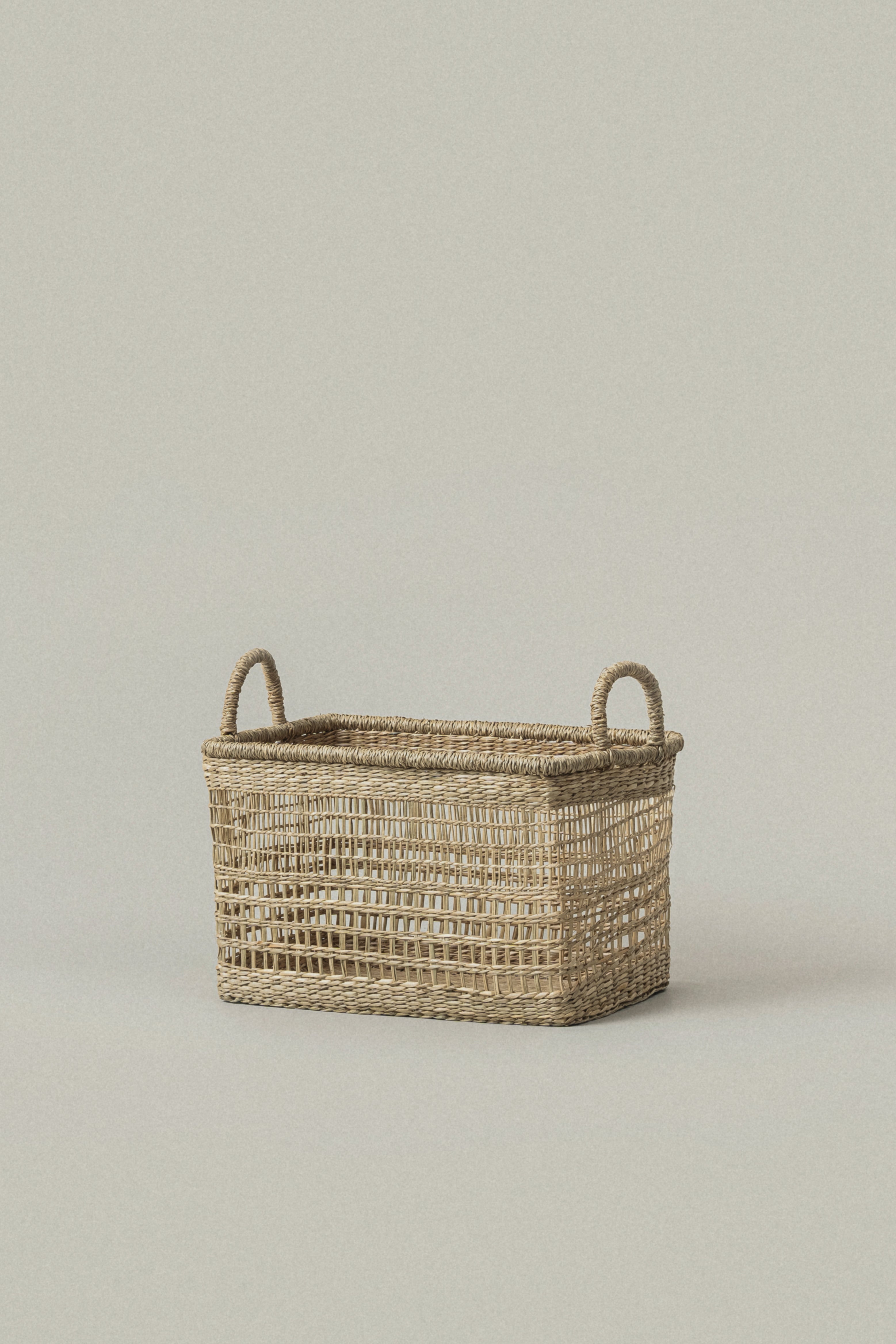 Small Salema Rectangular Seagrass Basket with Handles - Small Salema Rectangular Seagrass Basket with Handles