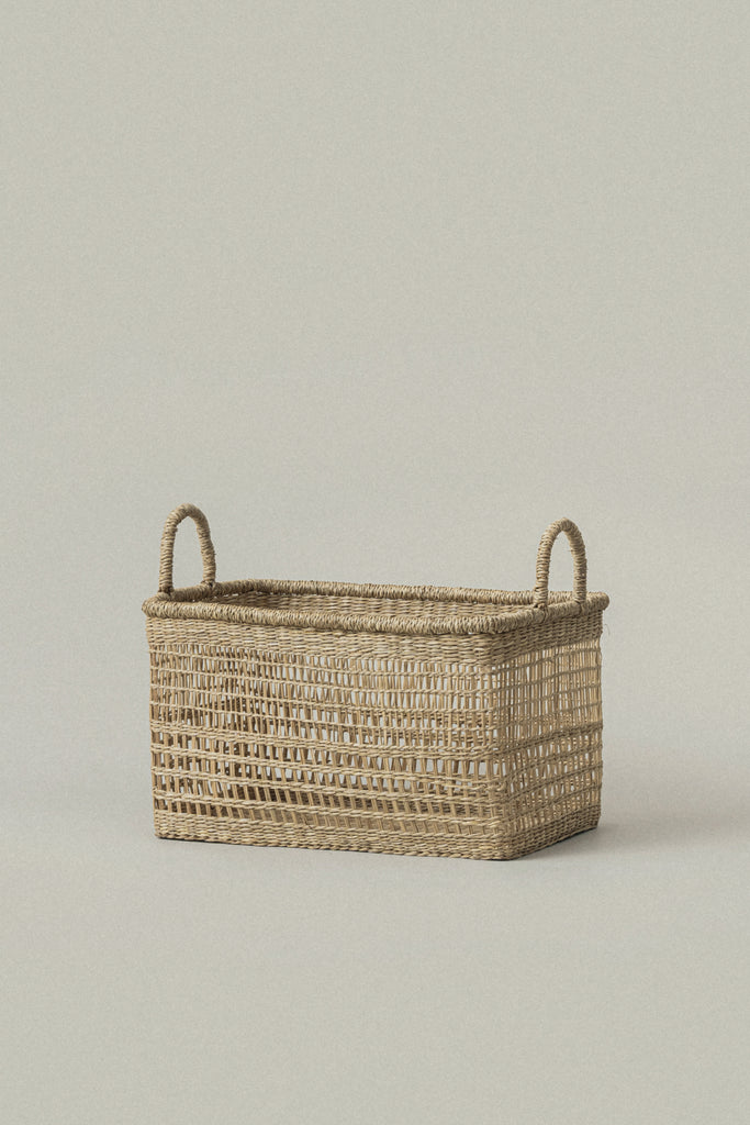 Medium Salema Rectangular Seagrass Basket with Handles - Medium Salema Rectangular Seagrass Basket with Handles
