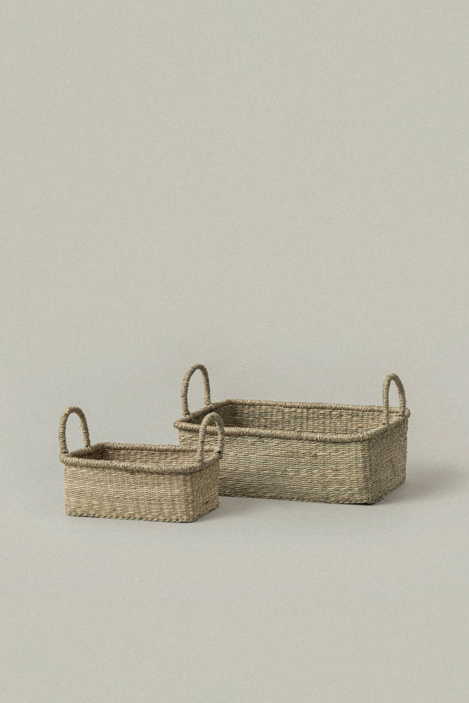 Small Lima Rectangular Seagrass Basket with Handles - Small Lima Rectangular Seagrass Basket with Handles