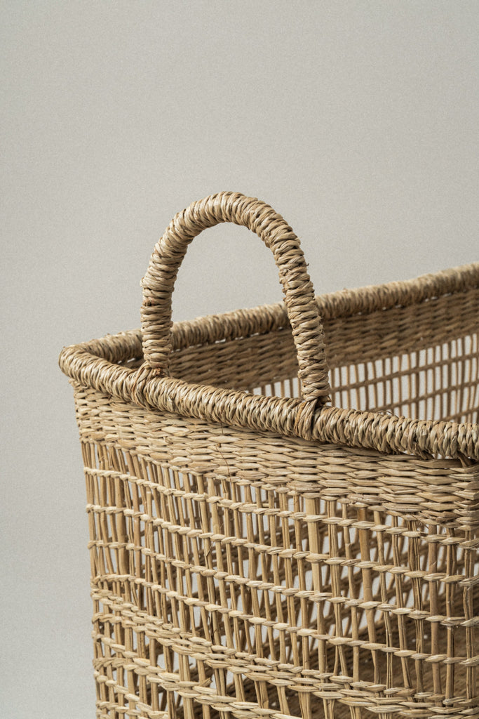Medium Salema Rectangular Seagrass Basket with Handles - Medium Salema Rectangular Seagrass Basket with Handles