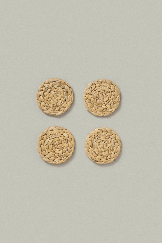 Dokmai Woven Water Hyacinth Coasters (Set of 4) - Dokmai Woven Water Hyacinth Coasters (Set of 4)