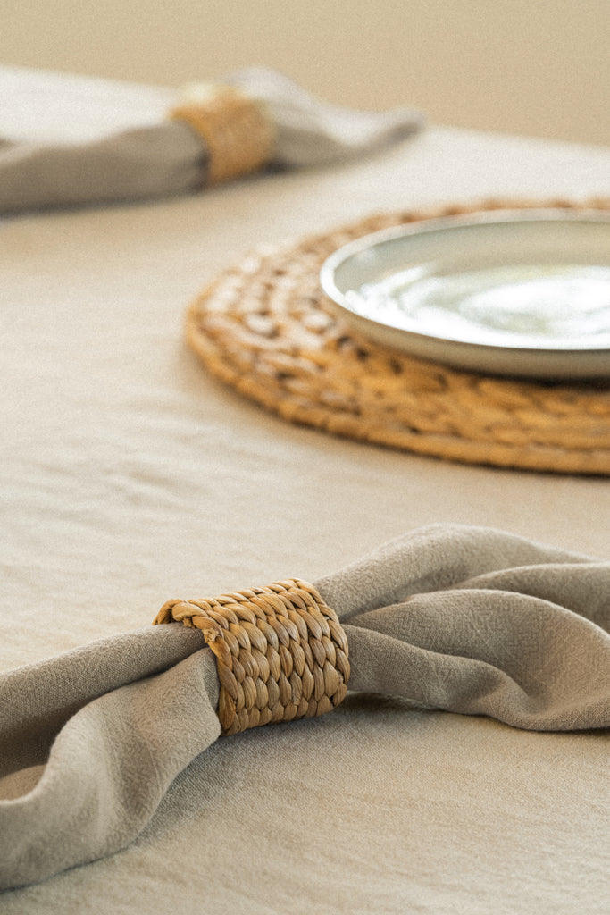 Dokmai Woven Water Hyacinth Napkin Rings (Set of 4) - Dokmai Woven Water Hyacinth Napkin Rings (Set of 4)