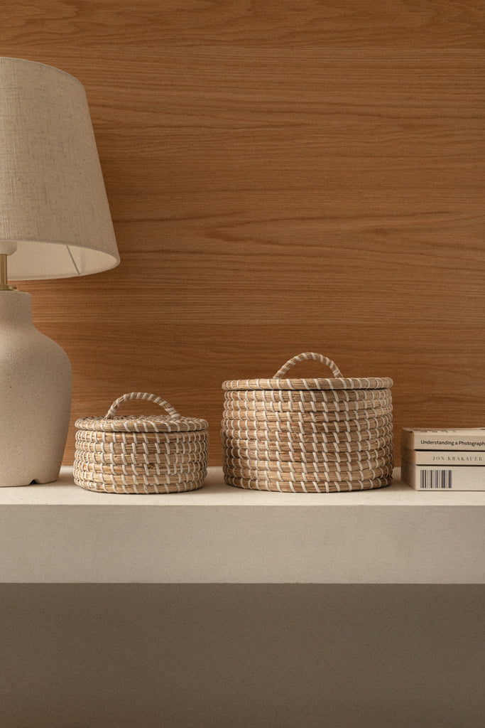 Large Medina Seagrass Woven Canister - Large Medina Seagrass Woven Canister