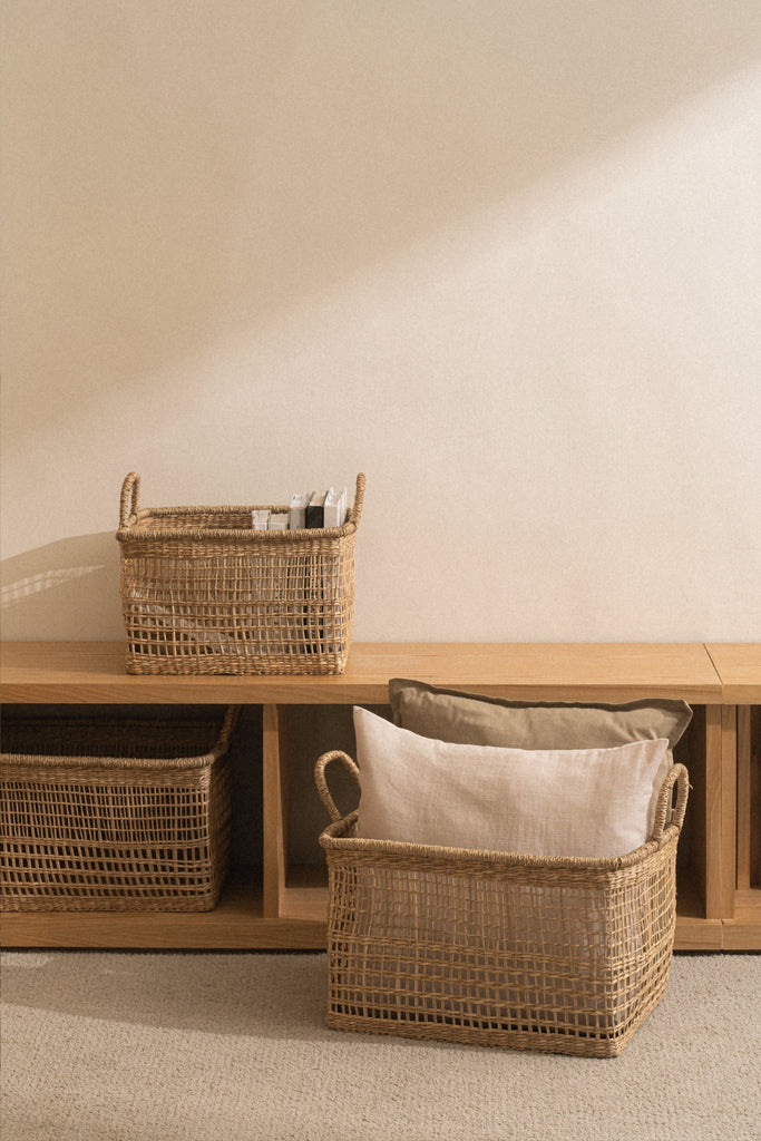 Large Salema Rectangular Seagrass Basket with Handles - Large Salema Rectangular Seagrass Basket with Handles