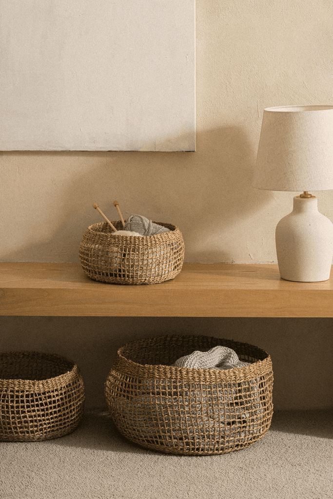 Large Siwa Round Seagrass Basket - Large Siwa Round Seagrass Basket