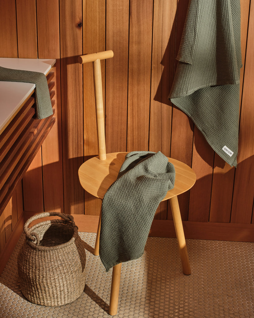Olive Green Everyday Waffle Towels Set - Olive Green Everyday Waffle Towels Set